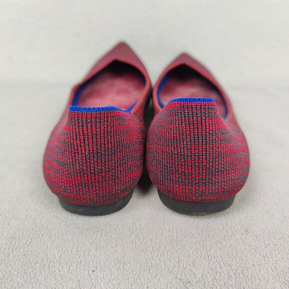 Rothy's The‎ Point Flat Womens 6 Crimson Heather Red Blue Halo Slip On Shoes - Picture 6 of 11